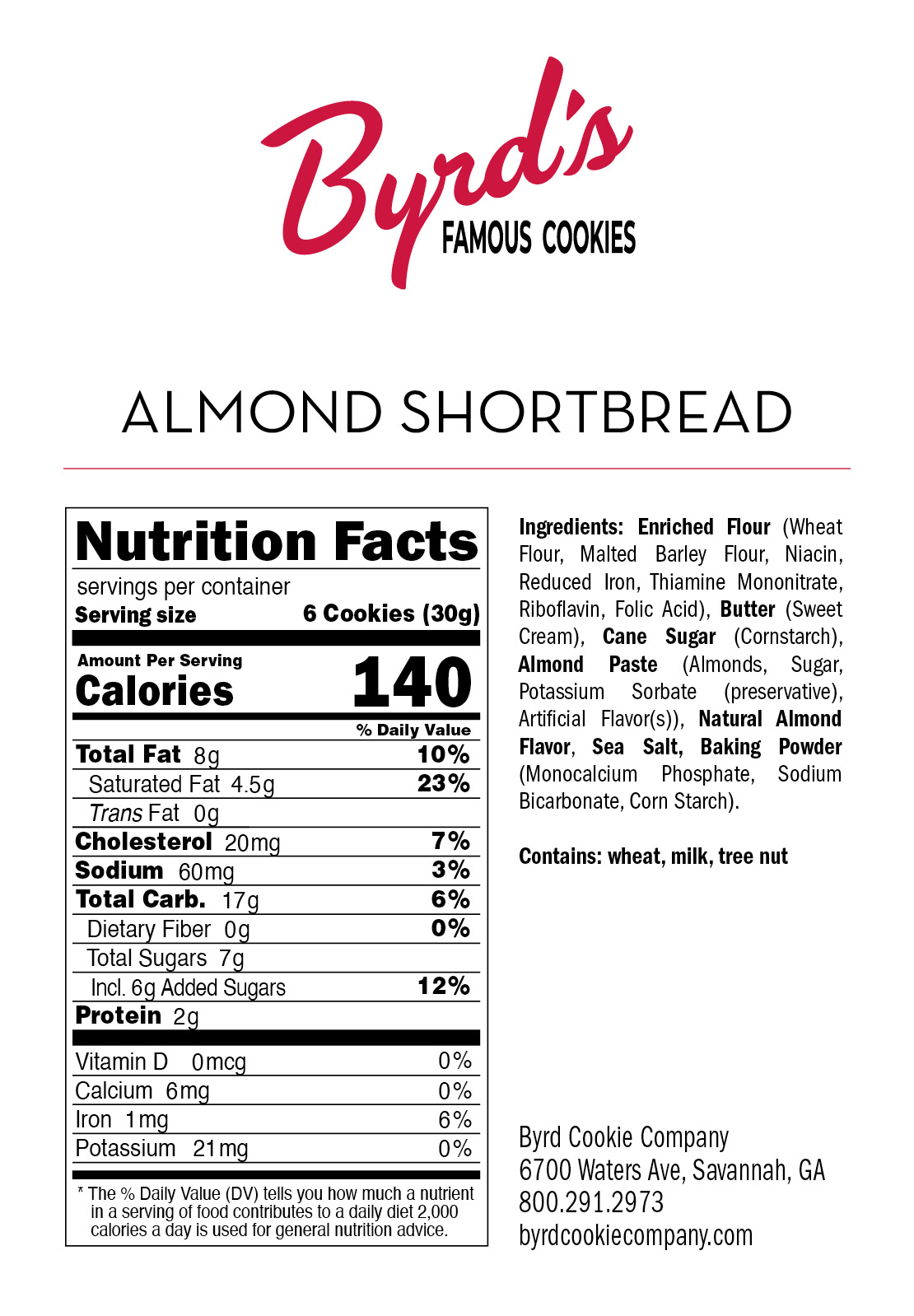  Almond Shortbread Nutrition Panel 